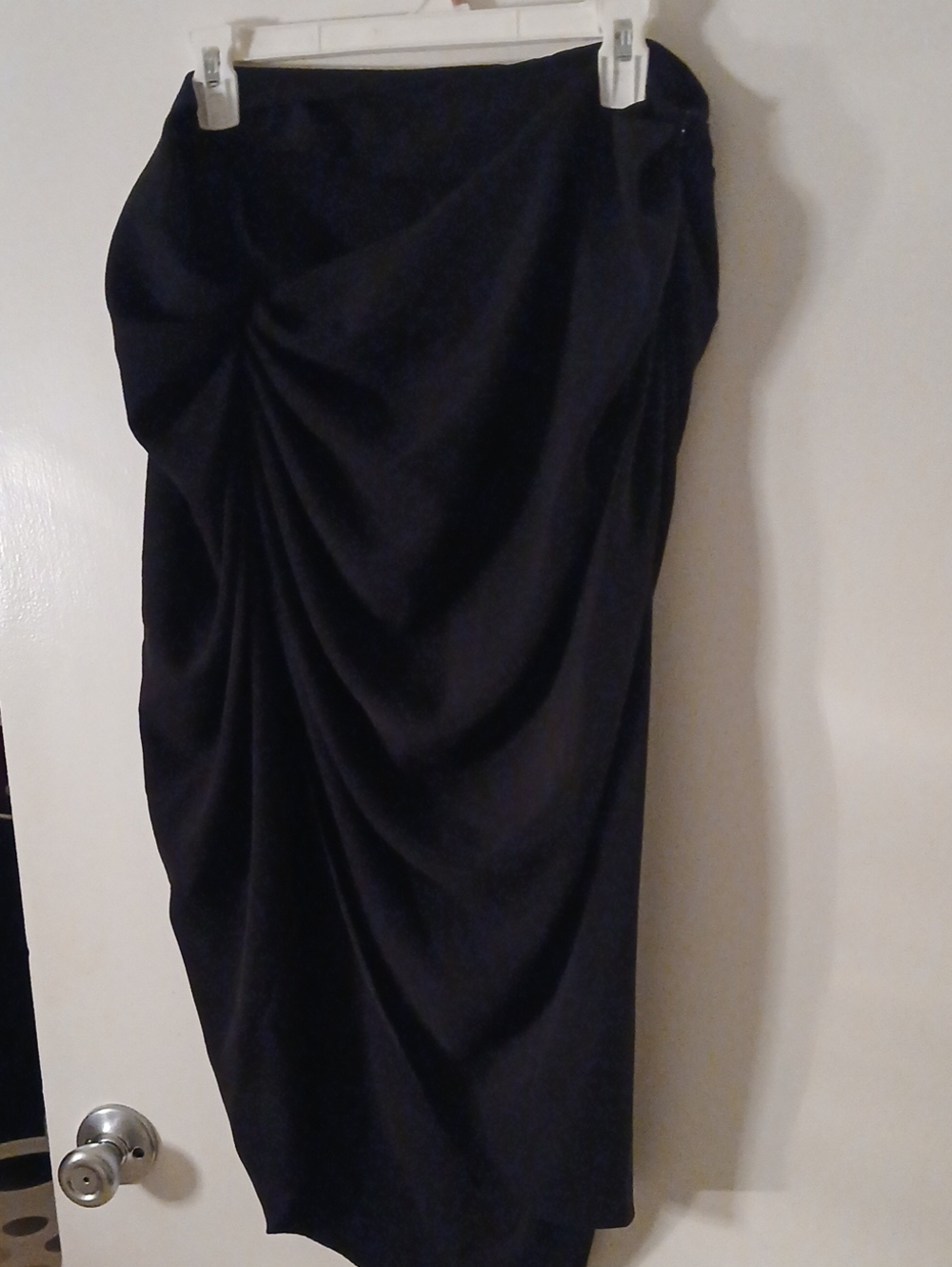 Sexy Side Slit Black Draped Pencil Skirt Side Zipper